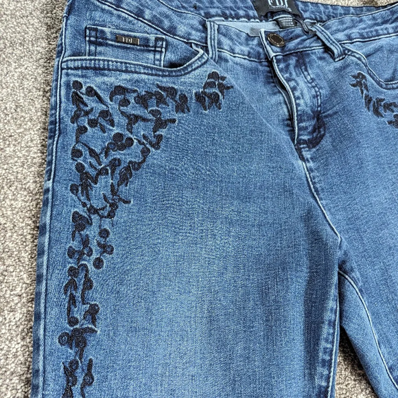FDJ Floral Embroidered Blue Women's Skinny Jeans size 8 - Picture 4 of 8